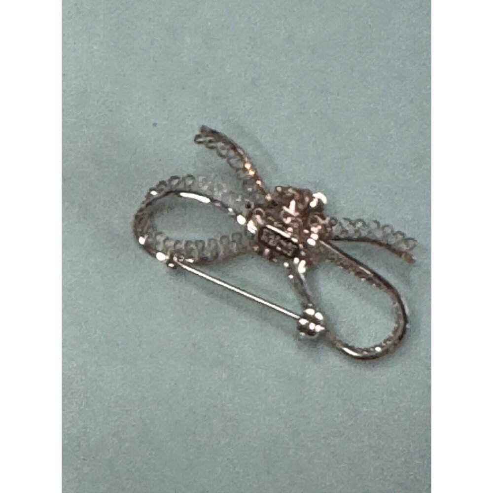 Vintage 925 Sterling Silver Star-Art Rose Filigree Bow Dress Pin Brooch New York - Picture 6 of 6